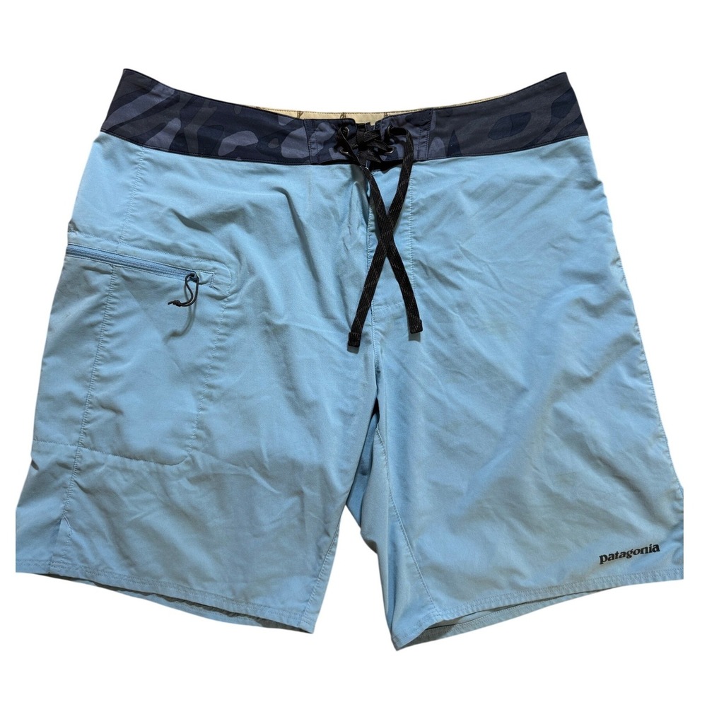 Patagonia Board Shorts Mens 34 Blue Stretch Swim Surf Recycled 86612